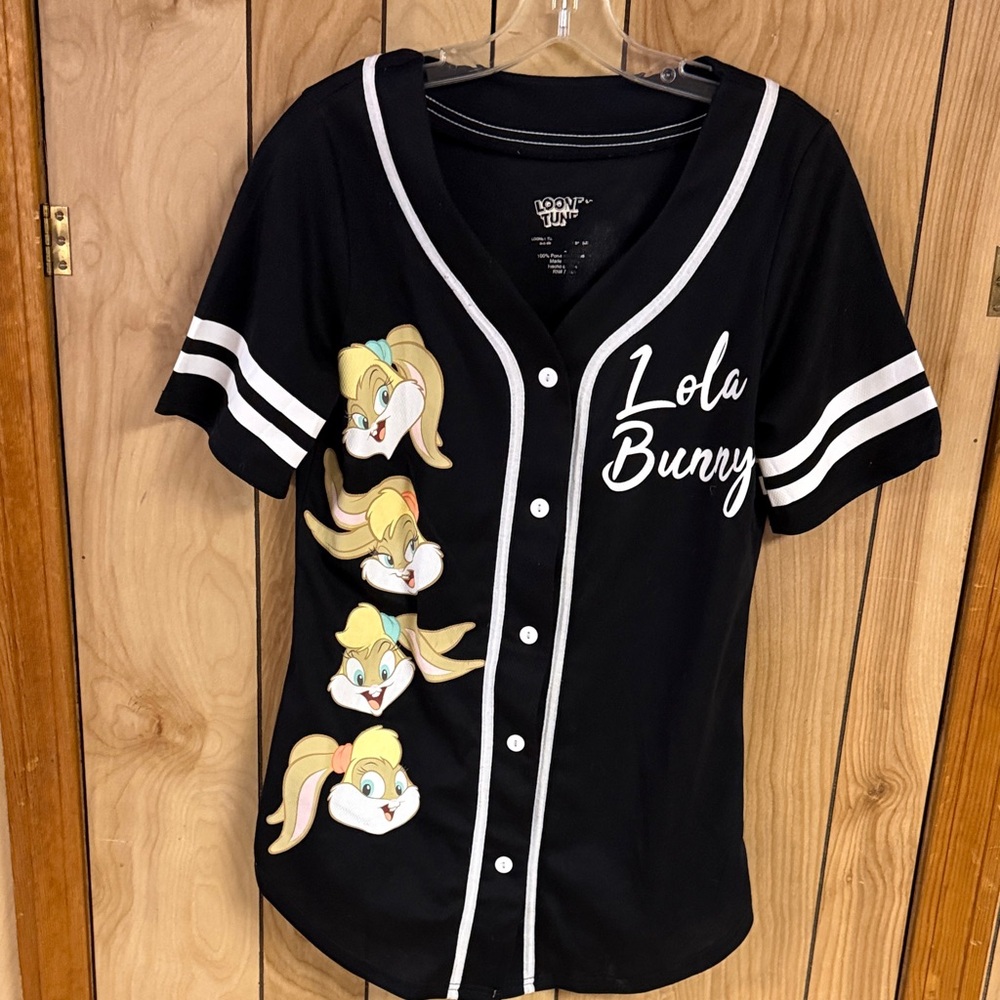 Looney Tunes Lola Bunny Black Baseball Jersey Size Small